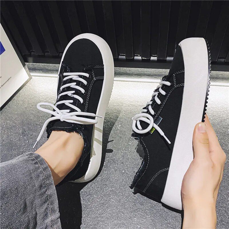 Baskets plateforme en toile pour homme baskets chunky blanches_voghion.com