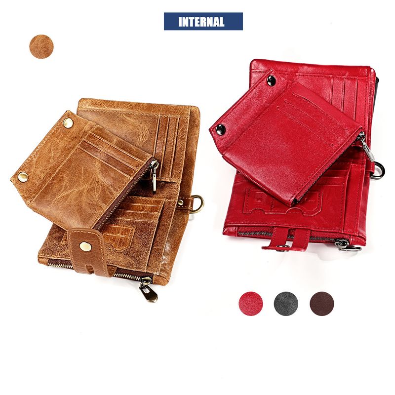 Neue männer echte RFID crazy horse leder zipper frauen retro multifunktionale kurze brieftasche_voghion.com