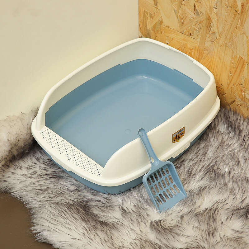 Hongyue Pet Supplies Semi Enclosed Anti Splash Two-color Ventilated Large Space Cat Litter Box_voghion.com