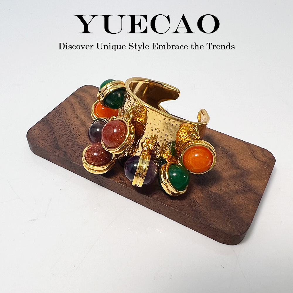 Anillo Duobao que no se decolora con diseño pequeño y piedra natural de gran venta en Instagram_voghion.com