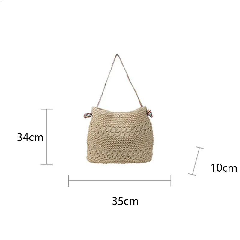 Ladies Fashion Summer Straw Crossbody Bag Women Beach Holiday Shopping Woven Shoulder Handbag Messenger Purses 240802_voghion.com