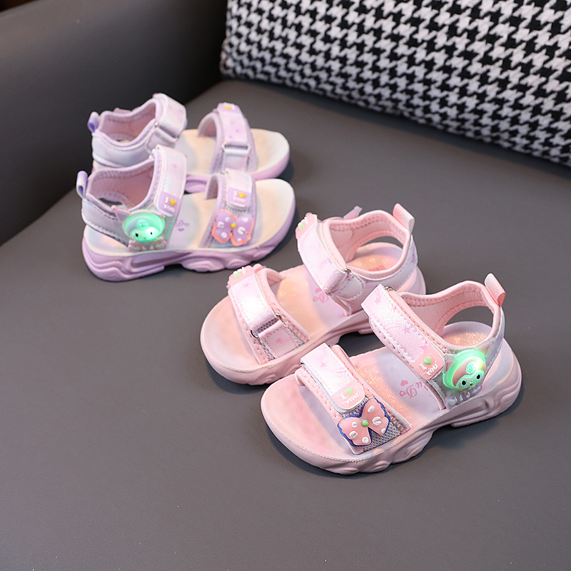 Leuchtende Sandalen aus Polyurethan für Mädchen 2024 Sommer Neue Kinder Damen 1-6 Jahre 3 Strandschuhe Flut_voghion.com