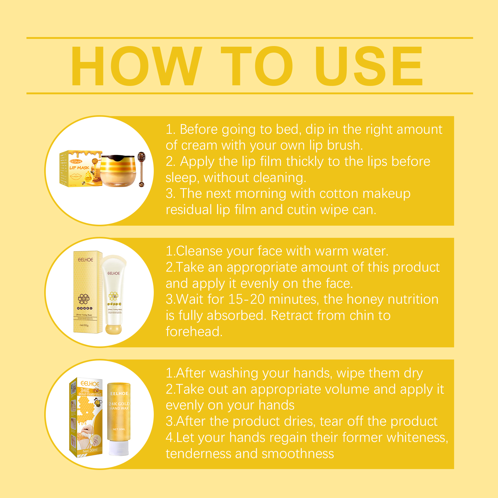 EELHOE Set exfoliant hidratant pentru piele cu miere Set hidratant exfoliant delicat pentru curățarea pielii_voghion.com