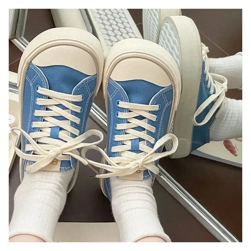 Baskets en toile confortables et polyvalentes pour femmes, style coréen, tendance printemps-été, chaussures décontractées pour femmes 240624_voghion.com