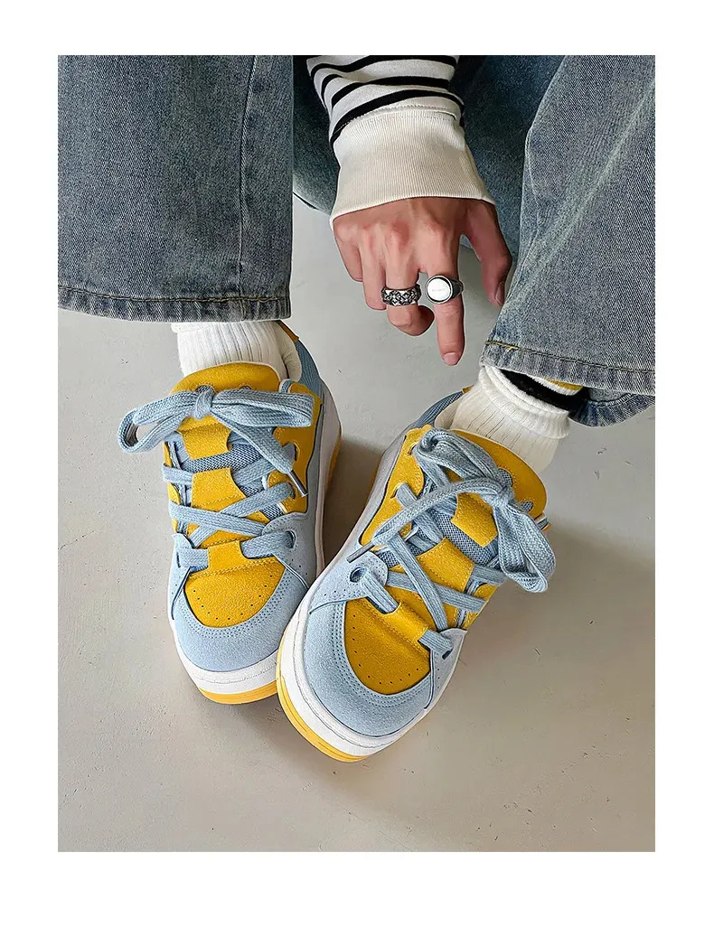 Sportowe męskie damskie szerokie podeszwy butów typu bread coupler unisex krótkie i grube buty sportowe hip-hop 41 42 241007_voghion.com