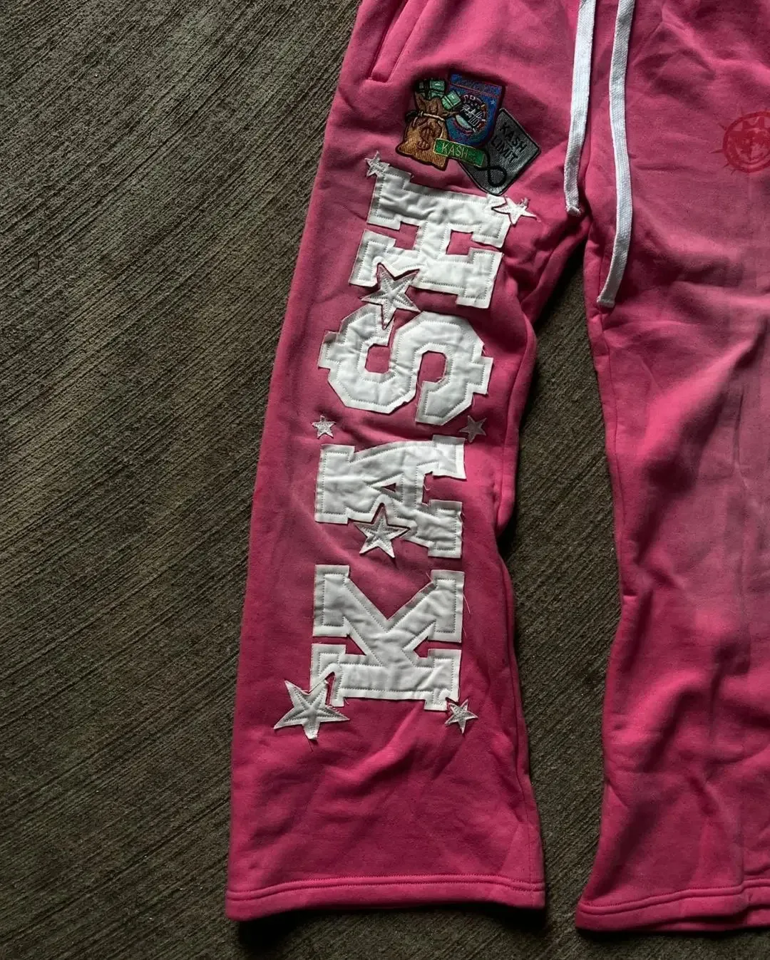 Vintage Red Double-layer Sports Y2K Mens Hip-hop Letter Patch Embroidered Loose Casual Elastic Waist Jogging Pants_voghion.com