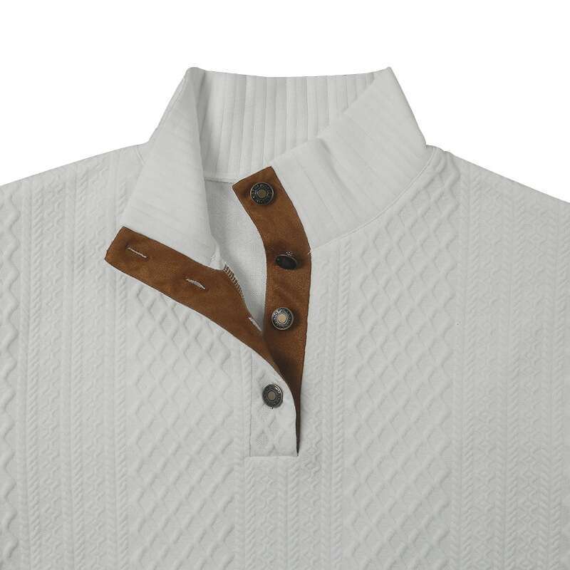 Men's Jacquard Knit Pullover Stand-up Collar Casual Sweater_voghion.com