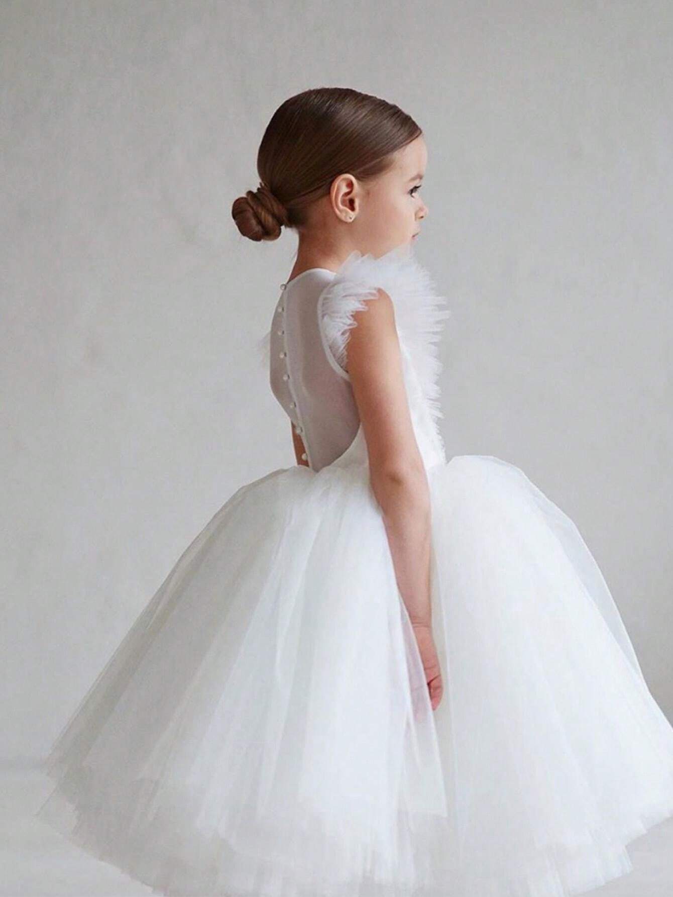 Robe de fête de Noël en tulle pour jeune fille, robe élégante de princesse pour demoiselle d'honneur ou demoiselle d'honneur, robe de bal pour anniversaire ou fête de fin d'année, robe de célébration._voghion.com