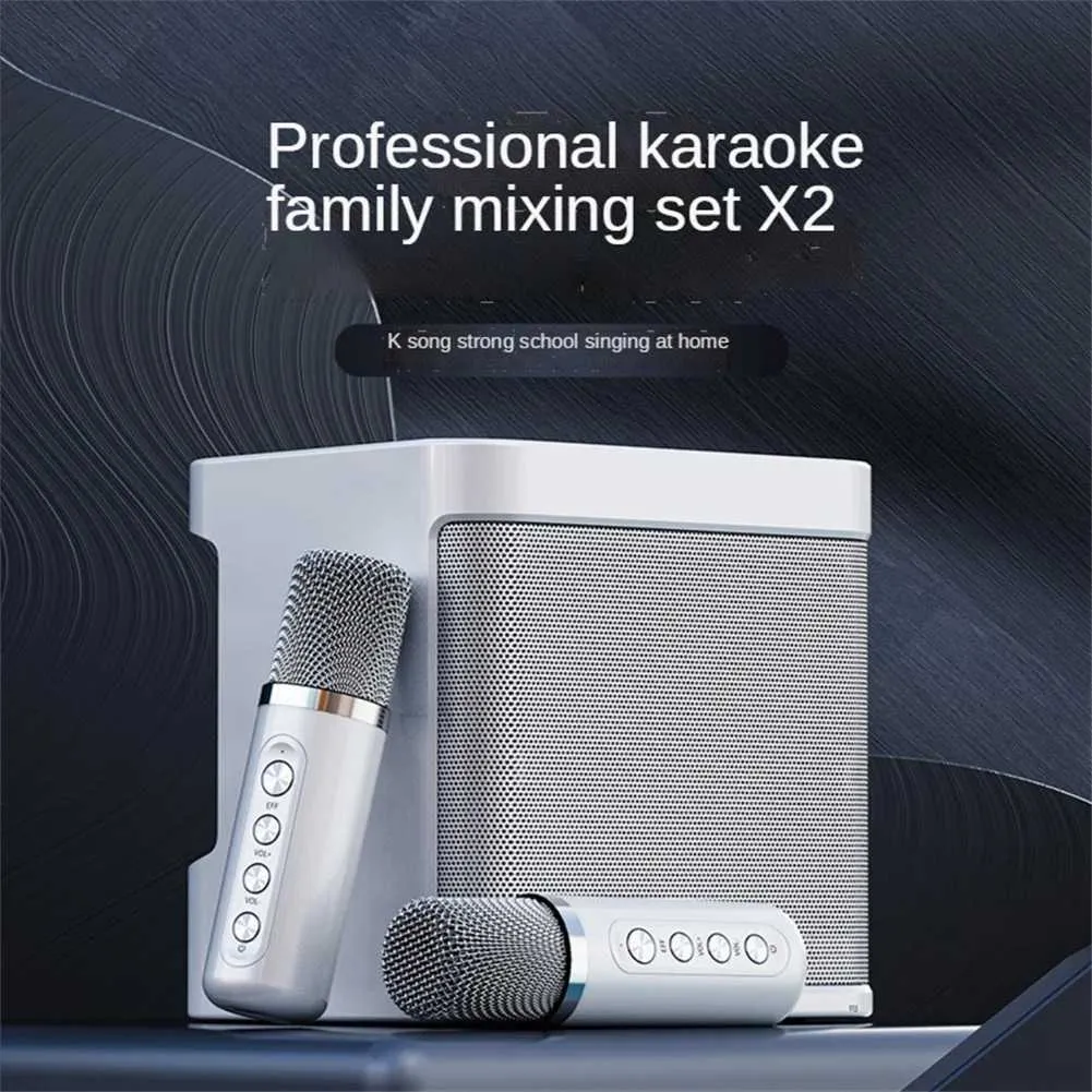 Karaoke Hine With Dual Microphones Portable Bluetooth Speaker Studio Subwoofer AUX TF Card U Disk Player Home Family_voghion.com