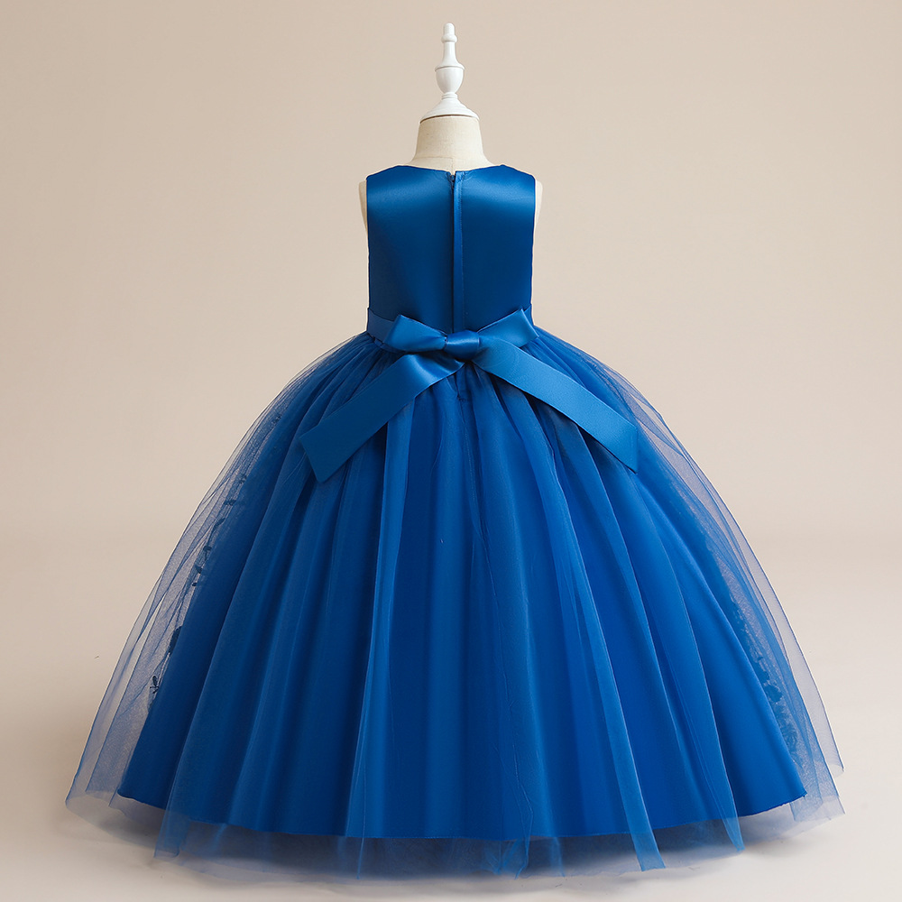 Kinderkleidung neues Mädchenkleid Prinzessinnenkleid mittlerer und großer Kinder besticktes Netzkleid Kinderferienleistungskostüme_voghion.com