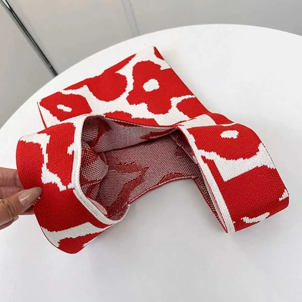 1Pc Wrist Text Leisure wer Printed Reusable Shopping Bag Knitted Handbag Fi Y241106_voghion.com