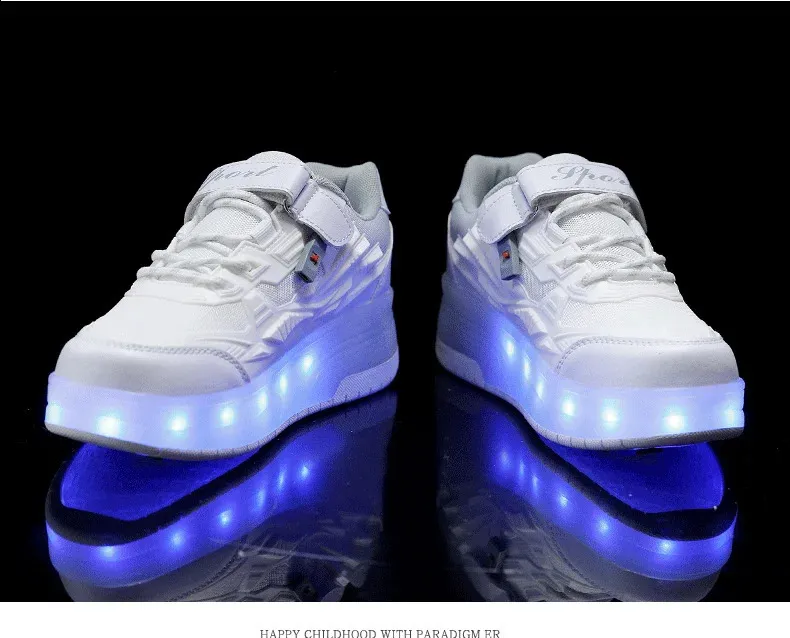 Roller Skate Αγόρια Κορίτσια Φώτα που αναβοσβήνουν Παπούτσια με ρολό με δύο τροχούς Led Light φωτεινά αθλητικά παπούτσια εξωτερικού χώρου Casual Παιδικά_voghion.com
