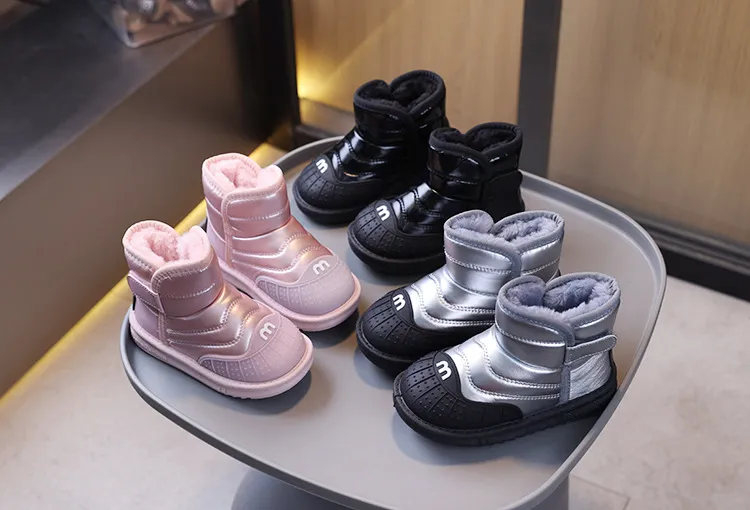 Winter Kids Youth Cotton Shoes Fashion Boys Girls Ankle Boots Littlesprouts Soft Bottom Warm Student Boot Sier Black_voghion.com