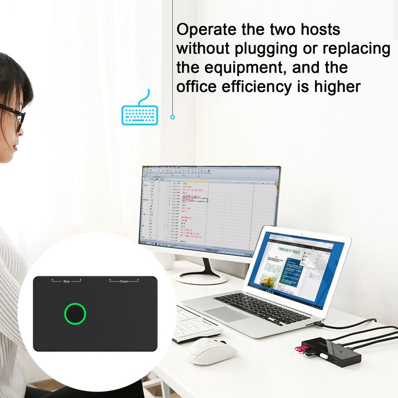 1 Set 4K HD-compatible High Speed with Indicator Light USB 2 Computers Sharing Multiple Devices Switcher Box Home Supply_voghion.com