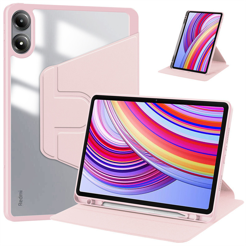 For Xiaomi Redmi Pad Pro 5G 12.1" 2024 Case With Pen Holder 360 Rotating Acrylic Clear Hard Tablet For Redmi Pad Pro 12.1 Poco Pad 12.1 Inch Case_voghion.com