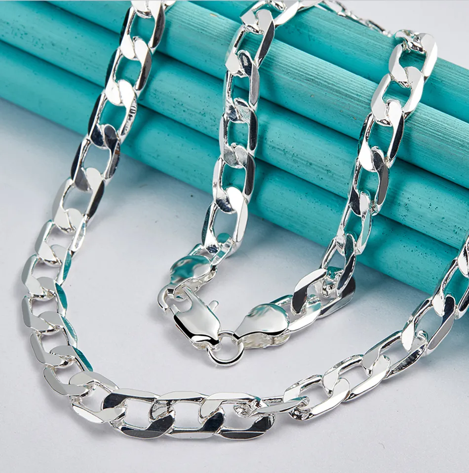 Sterlingsilber Curb Kette Halskette Für Damen Und Herren_voghion.com