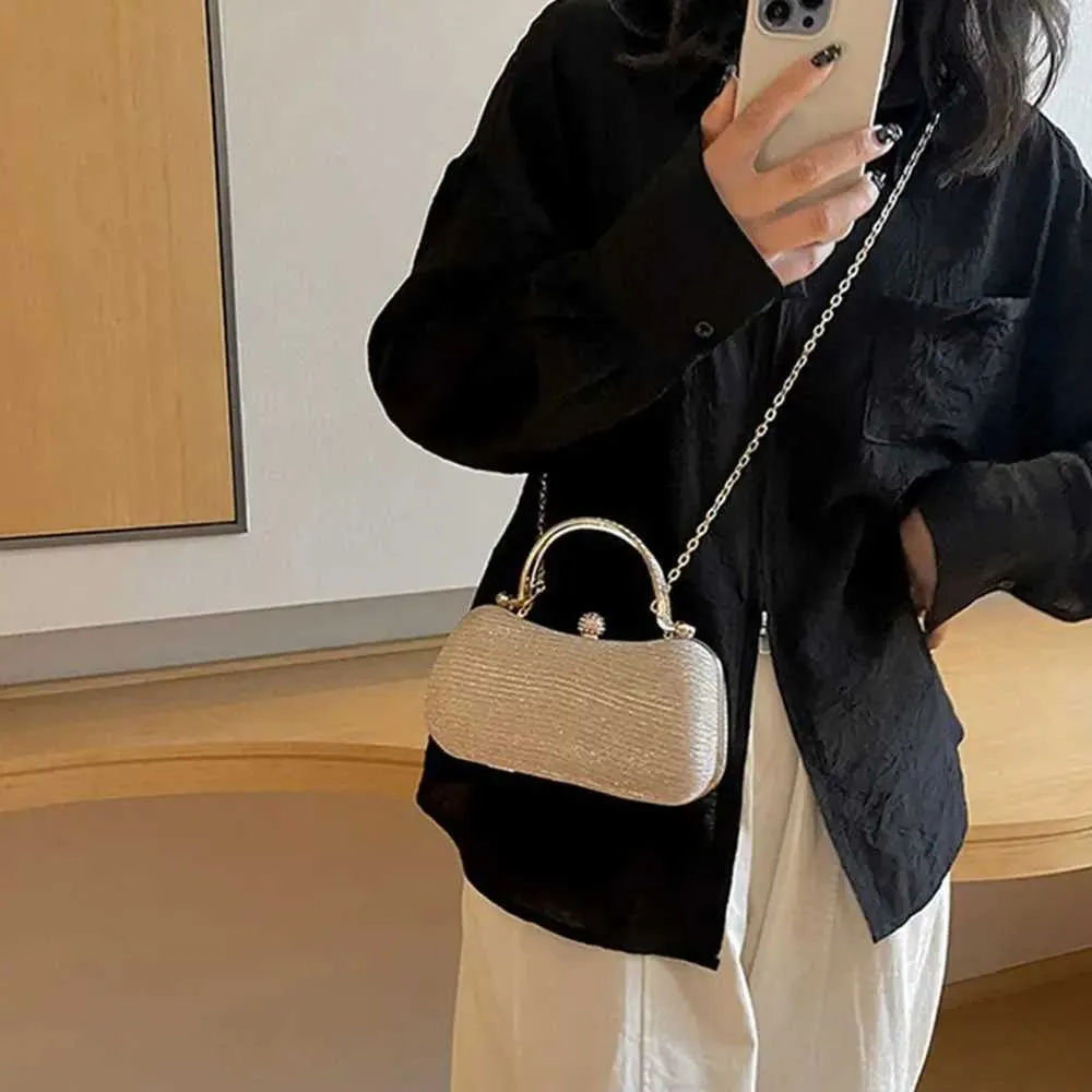 Sac à main de soirée Flash pour femme avec poignée supérieure en métal et bandoulière carrée, sac à chaîne Y241019_voghion.com