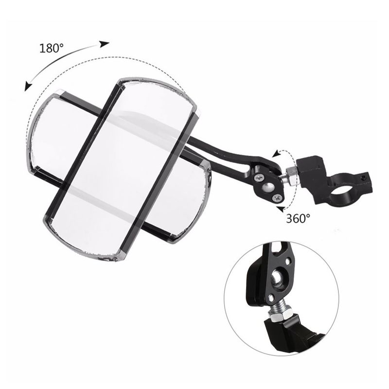 1 Piar Bike Espelhos Retrovisores Ajustáveis Transparentes Amplo Alcance Visão Traseira Refletor Retrovisor 360 Graus Rotativo Alumínio_voghion.com