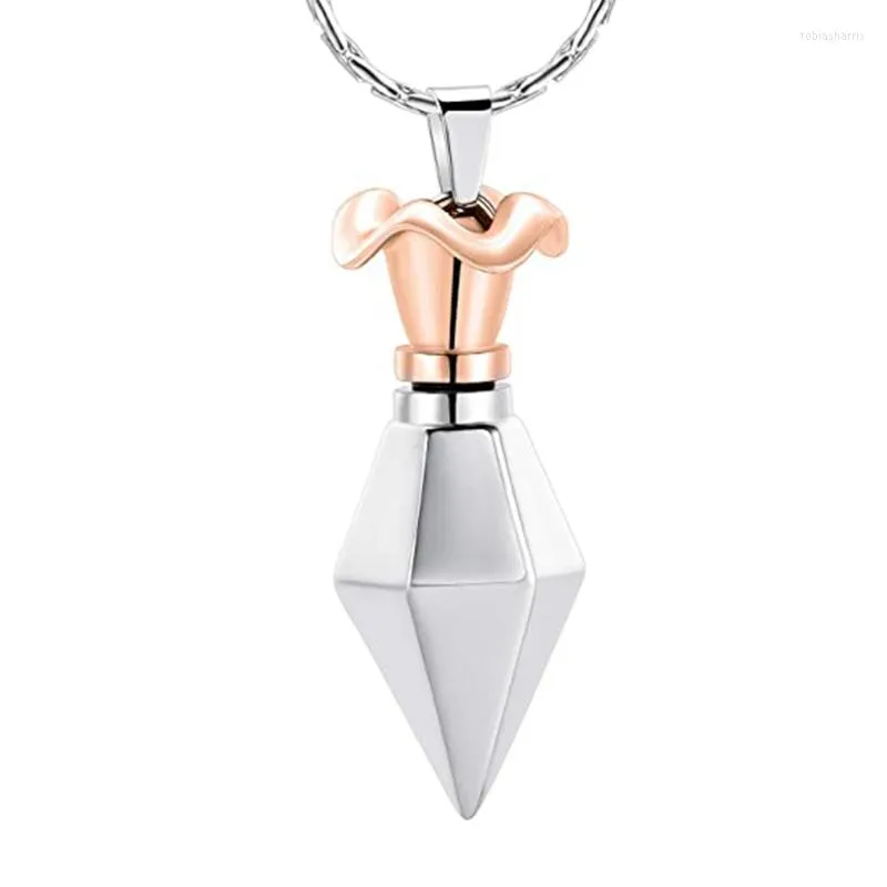 Collane con ciondolo Gioielli per cremazione Collana con urna per ceneri Portafiori a forma di rosa Acciaio inossidabile Cono ricordo_voghion.com
