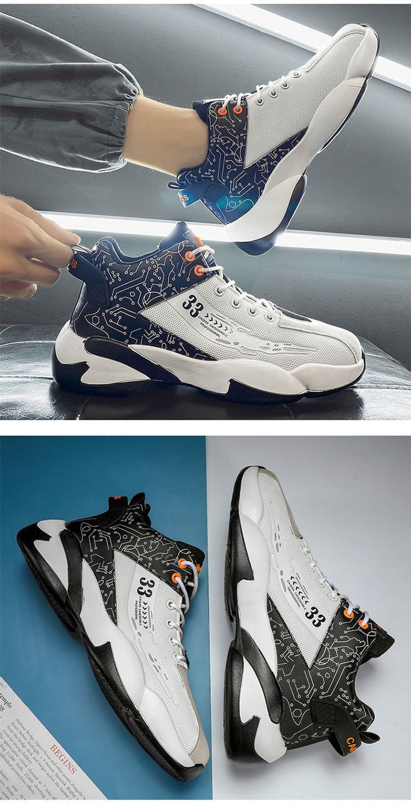 High-Top-Schuhe 2024 Frühlingstrend Studenten Laufschuhe Freizeitschuhe Herren Sportschuhe neue Basketballschuhe_voghion.com