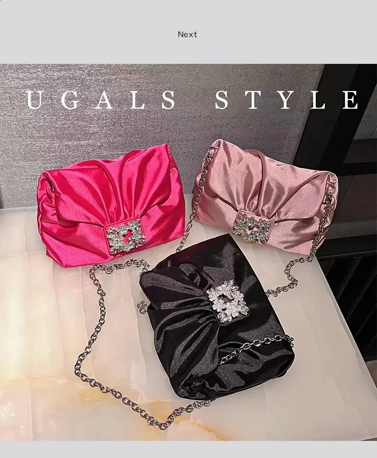 Elegante borsa da sera in raso pochette e borsa a tracolla_voghion.com