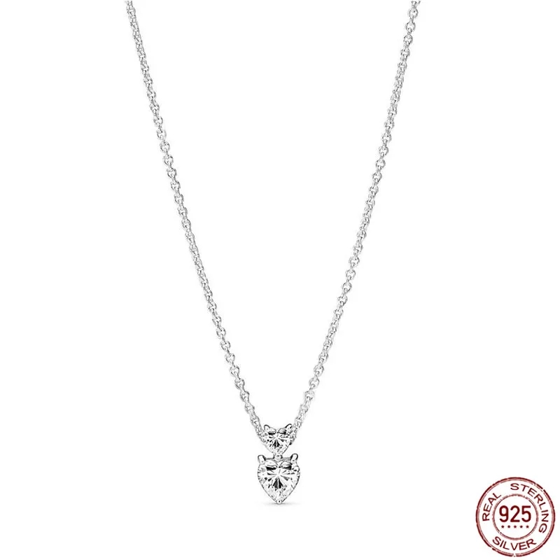 Klassiskt glänsande runt hjärta fyrkantigt hänge halsband hängsmycken_voghion.com
