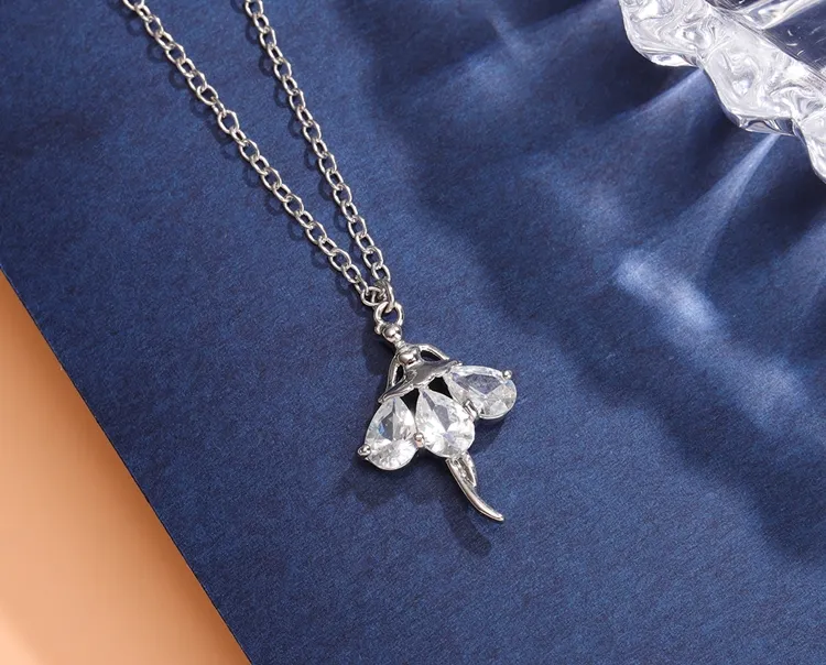 Colliers pendentifs mode cristal ballerine fille polyvalent fée_voghion.com