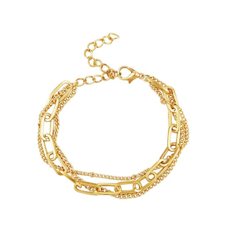 Bracelet multicouches en or simple et léger pour femme, bijou de personnalité_voghion.com