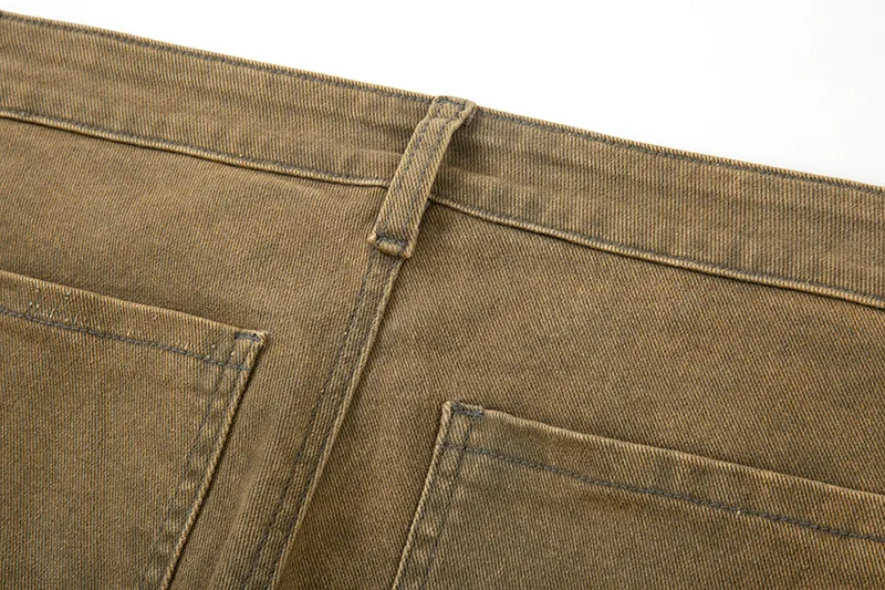 Pantalon cargo ample en denim micro-élastique délavé peint à l'encre pour homme, style patchwork Y2K, surdimensionné et décontracté_voghion.com