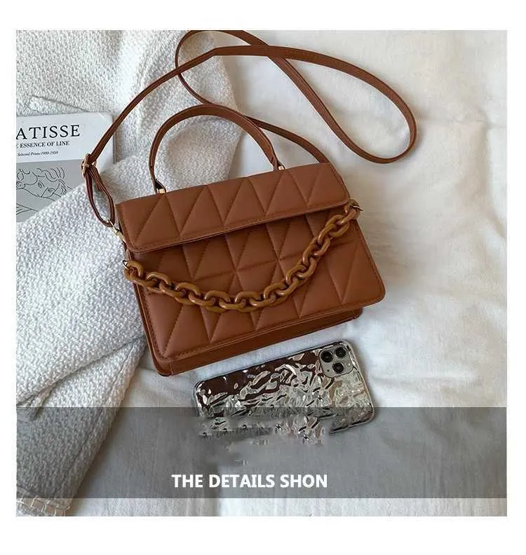 Rhombus Plaid Crossbody Bags For Women Chain Decor Fashion Shoulder Bag Ladies Handbag Casual And Simple Small Square_voghion.com