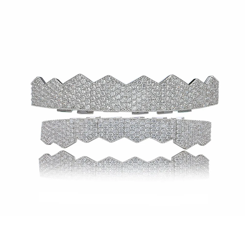 Custom High-Quality Hip Hop Jewelry Teeth 8Top 8Dowm Sier Vvs Diamond Fully Iced Out Perm Cut Moissanite Grillz For Mens_voghion.com