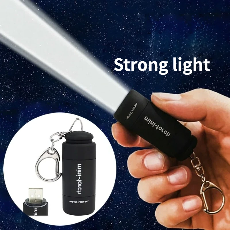 Tasche Schlüsselanhänger Taschenlampe wasserdicht Outdoor Wandern Camping Mini TaschenlampeUSB wiederaufladbare LED Multifunktionale starkes Licht_voghion.com