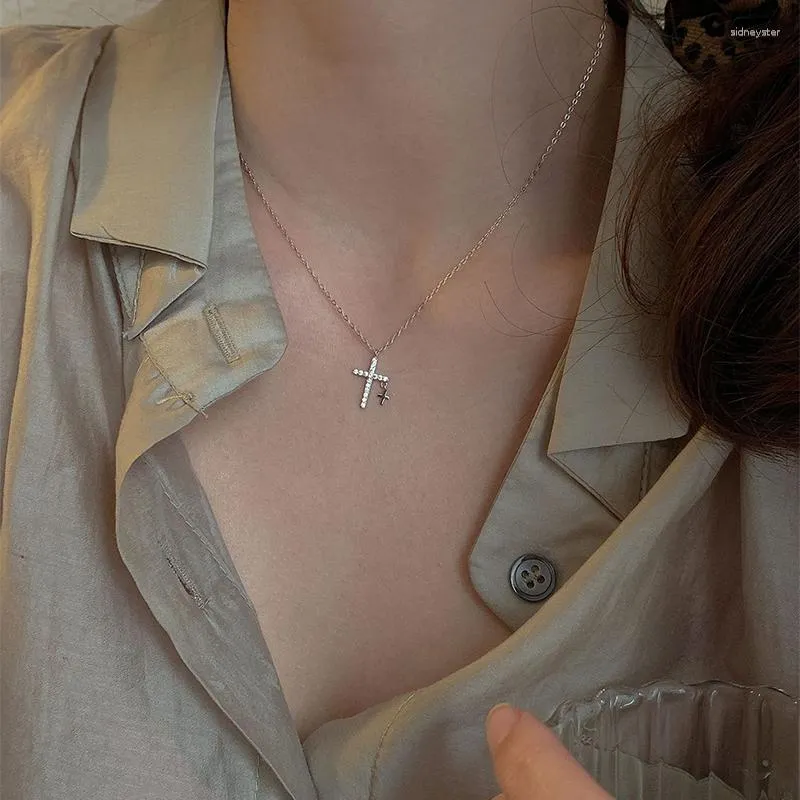 Anheng Halskjeder Glitrende Zirkon Halskjede For Kvinner Mote Elegant Minimalistisk Kors Geometrisk Sommer Kragebeinkjede_voghion.com