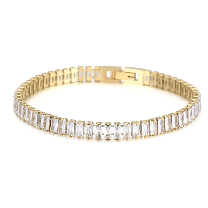Exquisite Zircon Link Bracelet In Gold Stainless Steel Finish_voghion.com