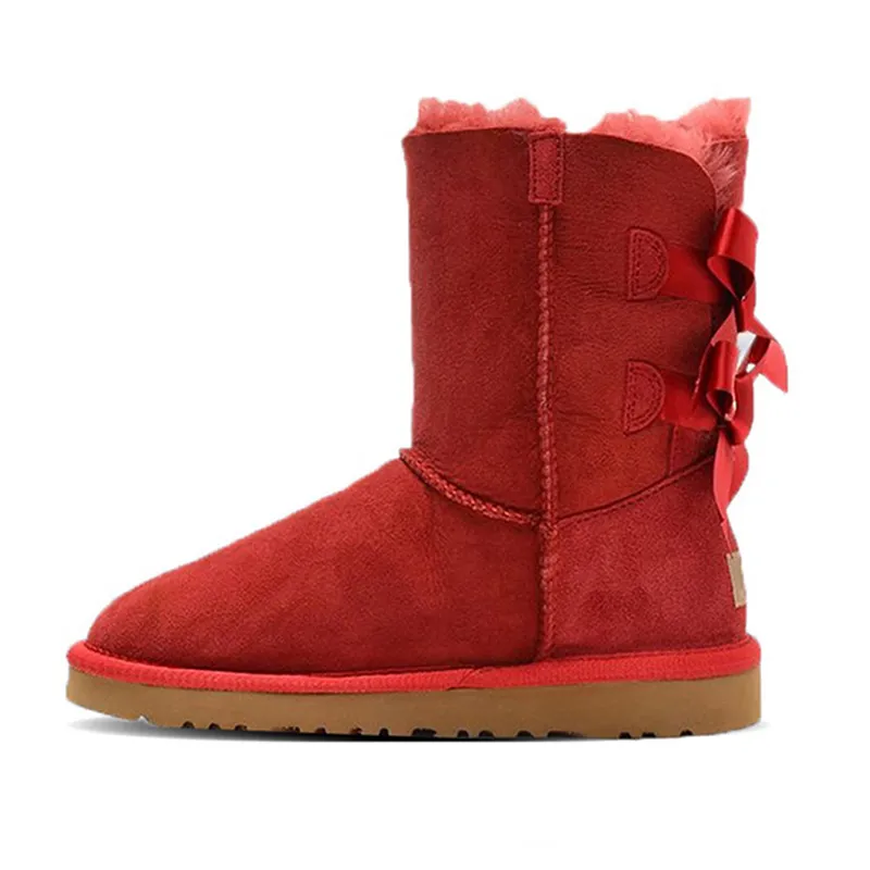 Boots Australia Designer Womens Girls Ankle Winter Snow Boot Slip-On fur Leather Ladies Booties Bailey Bow Chesut Black_voghion.com