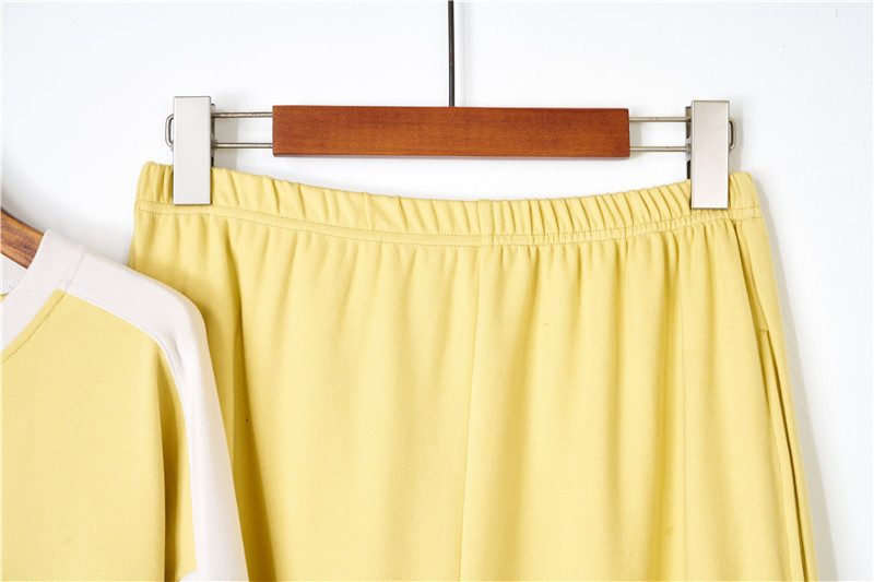 Pigiama da donna con scollo tondo, colore testa a contrasto, caldo e morbido set da indossare per la casa_voghion.com