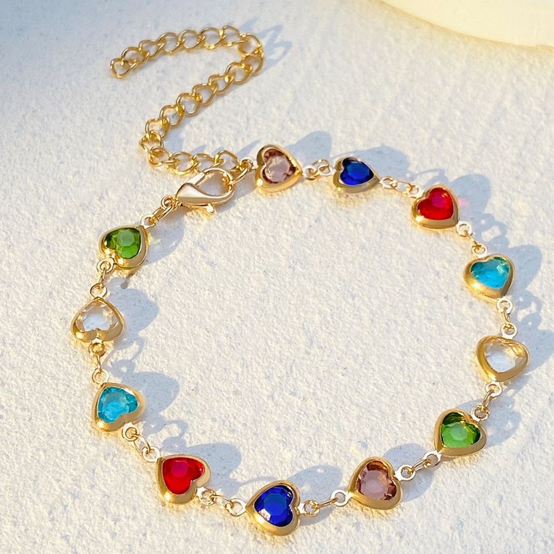 Ins Style Bunte Liebe Zirkon Persönlichkeit Temperament Legierung Herzförmiges Dopaminnetz Promi-Armband_voghion.com