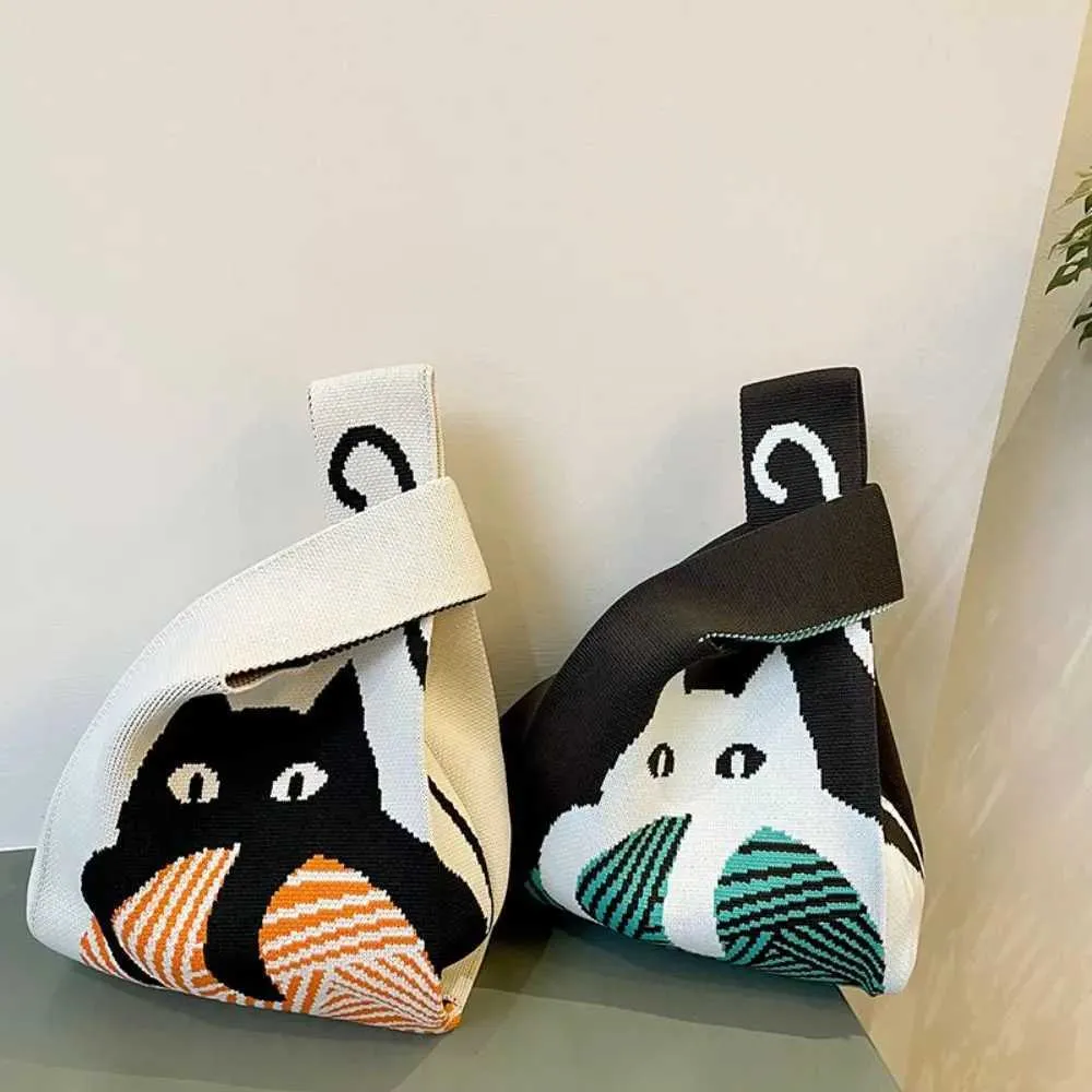 Leisure Mini Knot Handmade Knitted Warm Solid Color Handbag Reusable Niche Design Shopping Bag Y241106_voghion.com