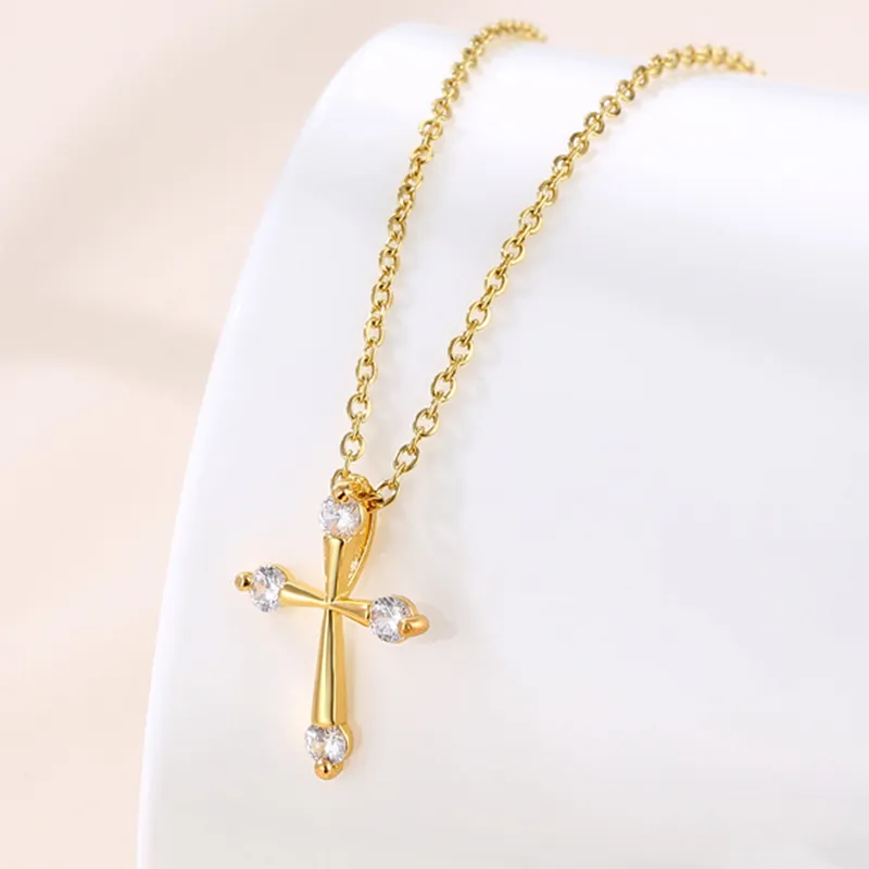Vintage Gold Plattierte Kreuz Halskette Für Damen Und Herren_voghion.com
