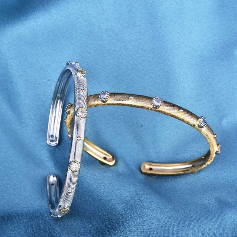 Copper Retro Plating Inlay Geometric Zircon Bangle_voghion.com