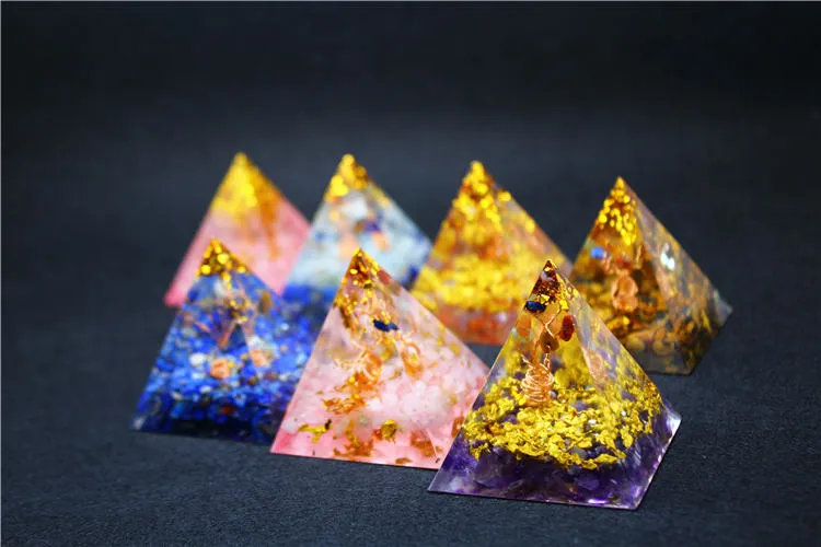Coliere cu pandantiv Orgonit piramidă 5cm 7Chakra artizanat bijuterii rășină cristal Lapis farmec adunarea norocului ajută la calmare_voghion.com