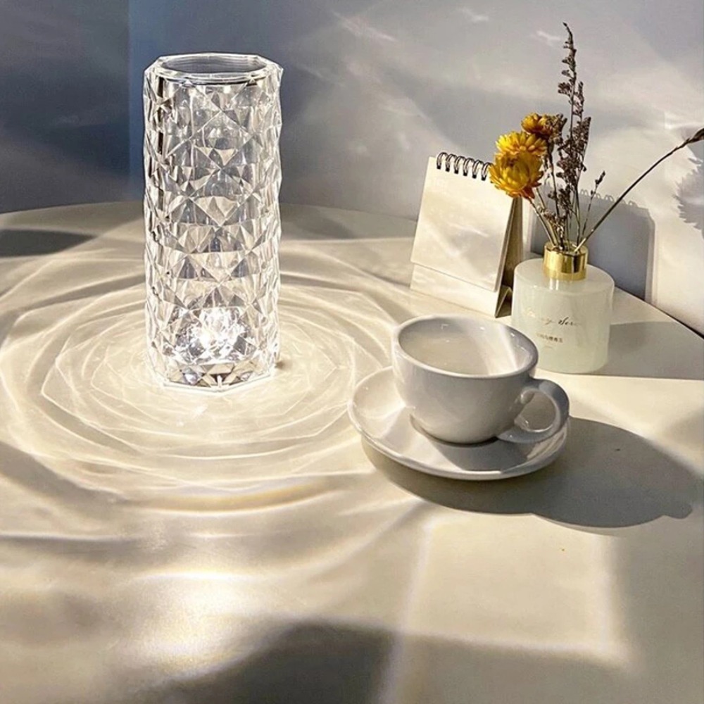 LED Crystal Table Bedroom Atmosphere Lamp Rose Projector USB Touch Night Light Decorative Lights for Room Decor_voghion.com