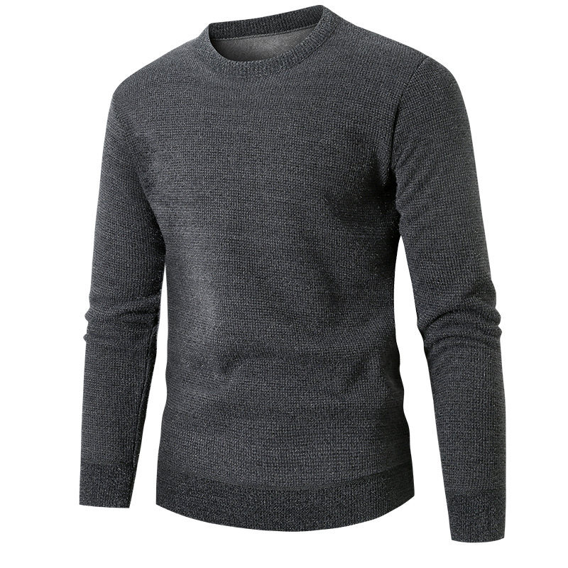 2023 New Youth Autumn Winter Men's Round Neck Solid Color Bottoming Warm and Coldproof Casual Knitted Sweater for Men_voghion.com