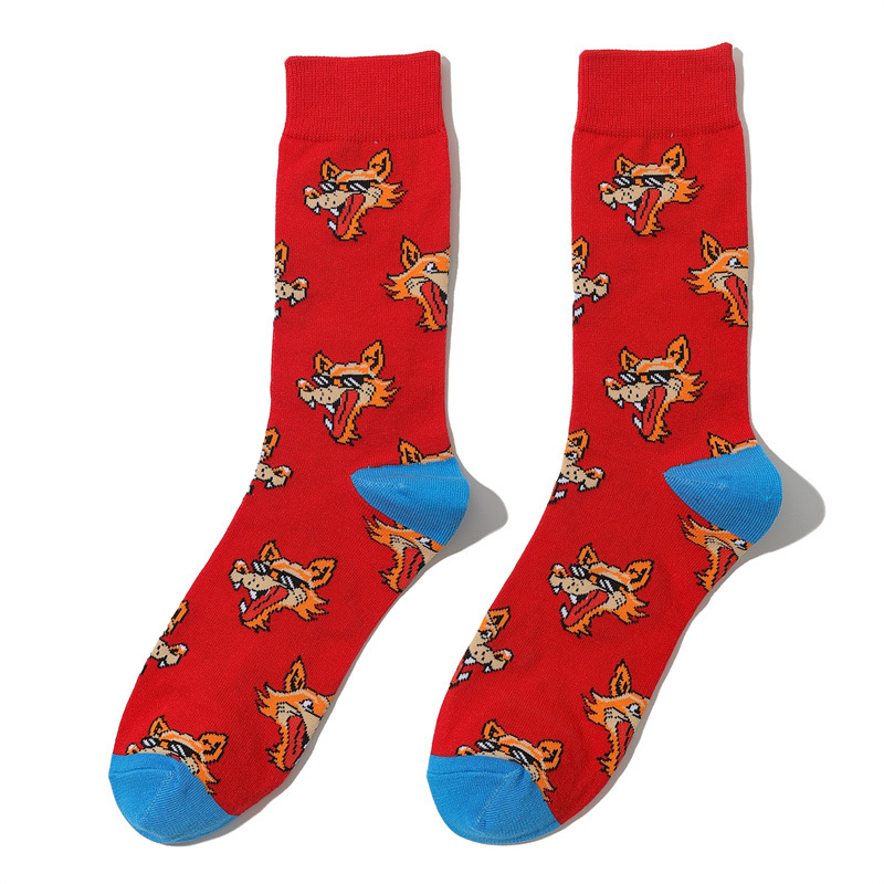 2025d Cartoon Baumwolle Herren Mitte der Wade Tier Persönlichkeit Obst Lange Bunte Ins Socken_voghion.com