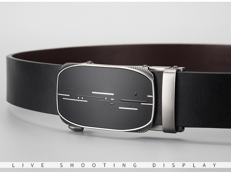 Genuine Leather Men's Belt With Automatic Buckle Business Style_voghion.com