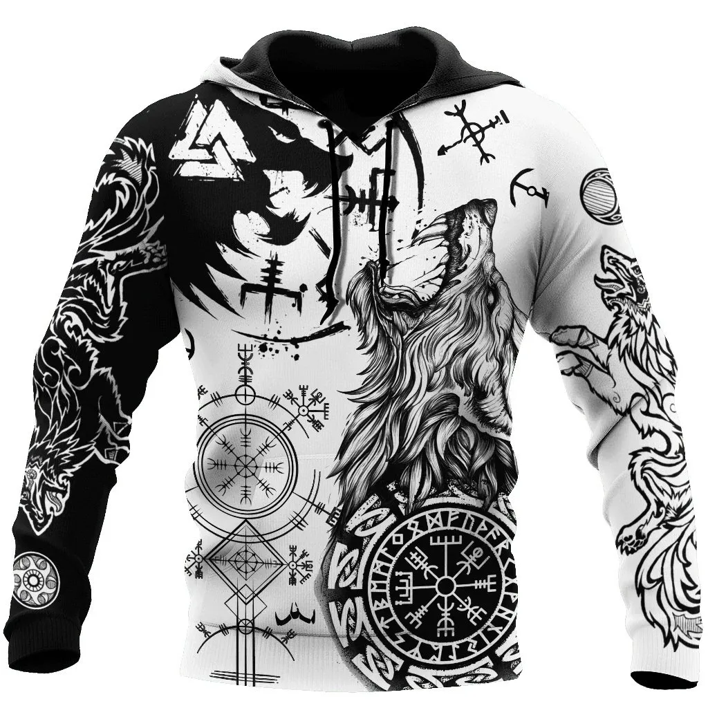 büyük boy Dövme İskelet Haç Terör Kırmızı 3D Baskılı Erkek Kapşonlu Sweatshirt Rahat Tracuits Raven Bad Wolnimal_voghion.com