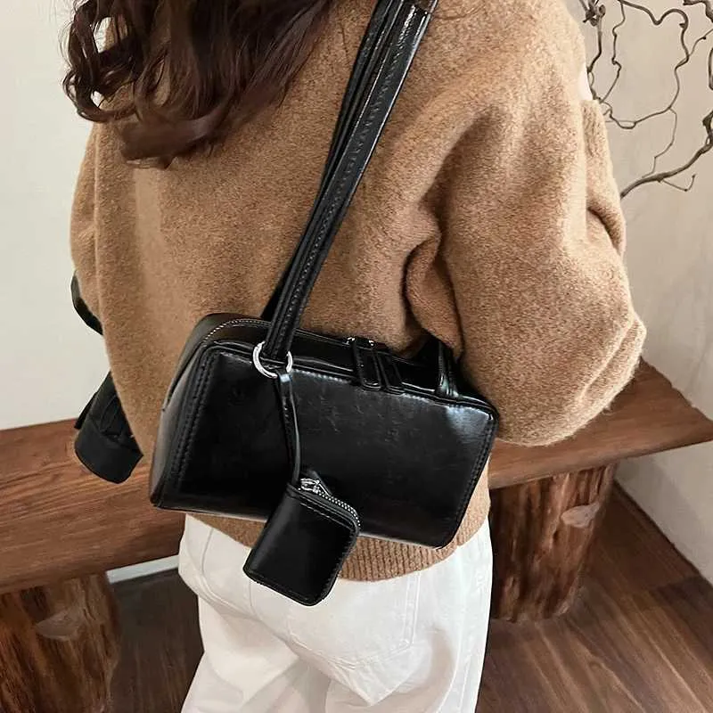 Designer Tasche LEFTSIDE 2-teilig/Set klein PU Leder quadratisch 2024 Winter Y2K neue modische Damen Tasche mit Geldbörse Handtasche_voghion.com