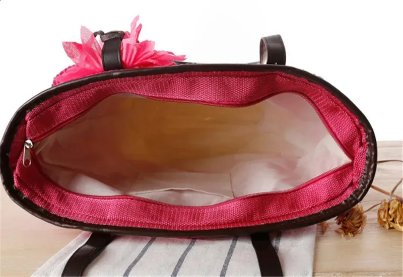 Modische Handgeflochtene Tragetasche Und Schultertasche Aus Stroh_voghion.com