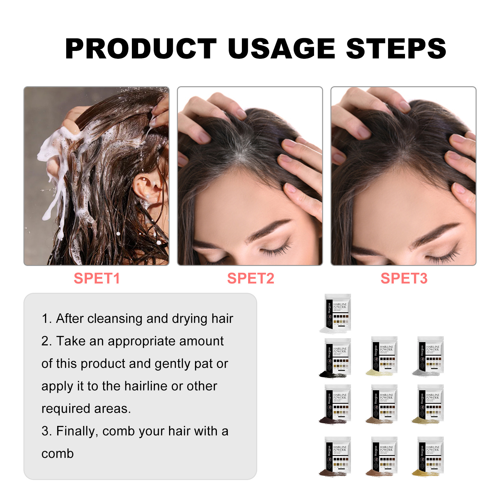 HOEGOA Make-up für dickes Haar, füllt den Haaransatz oben mit erfrischendem und flauschigem Schattenpuder auf_voghion.com