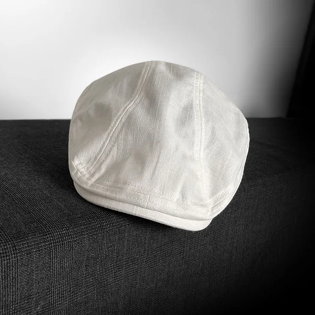 Fashion Spring Summer Linen Newsboy Cap New White Breathable Beret Men's Women's Literary Retro Hat England Male Hats 55_voghion.com